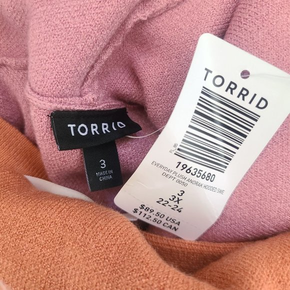 Torrid Everyday Plush Anorak Hooded Cardigan Sweater Plus Size 3X Orange - Picture 5 of 7